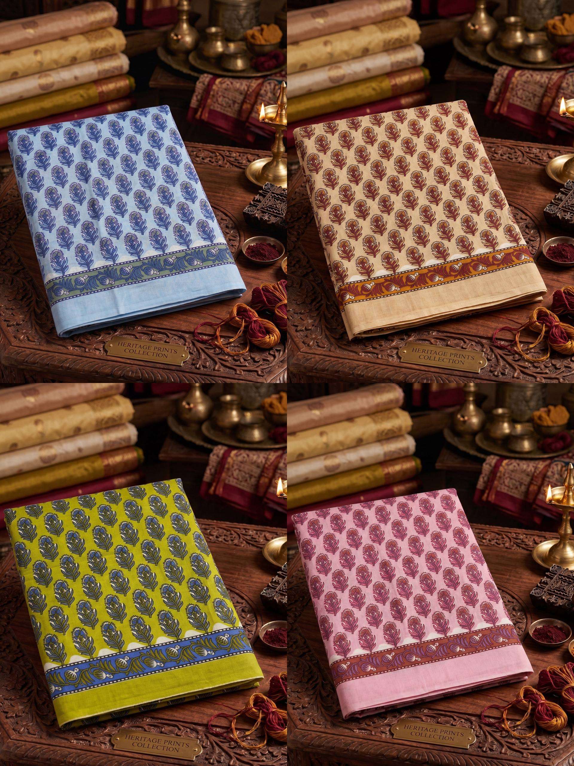 THE HERITAGE PRINTS COLLECTION IS NOW OUT CRAFTED FROM PREMIUM PURE COTTON SAREE BEST RATE